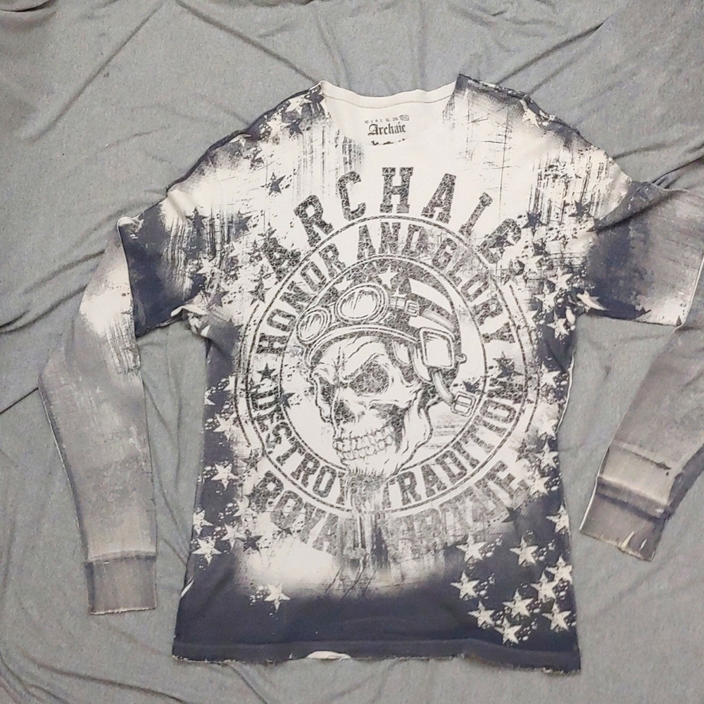 NWOT ARCHAIC LS DISTRESSED GRAY THERMAL TEE * 100% COTTON * SUPER SOFT * 3XL